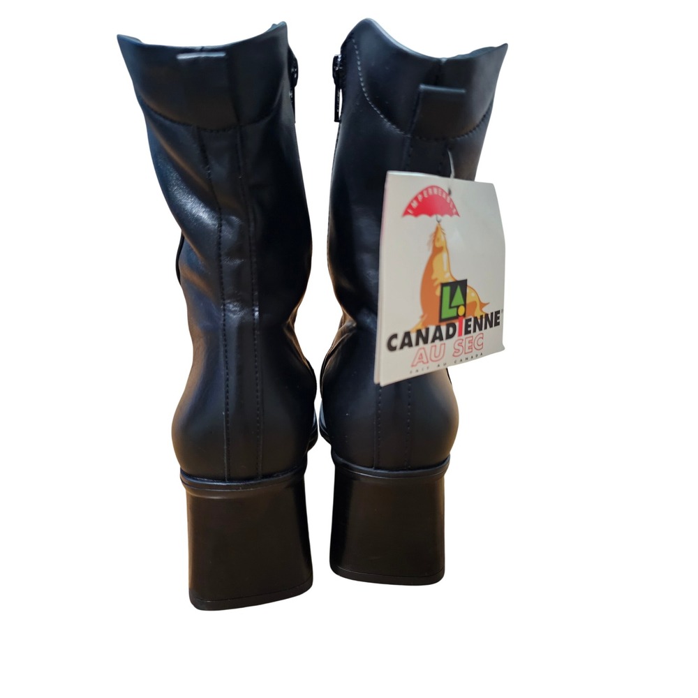 La Canadienne Leather Waterproof Ankle Boots Womens 7.5 Black NEW Made in Canada - Picture 9 of 14